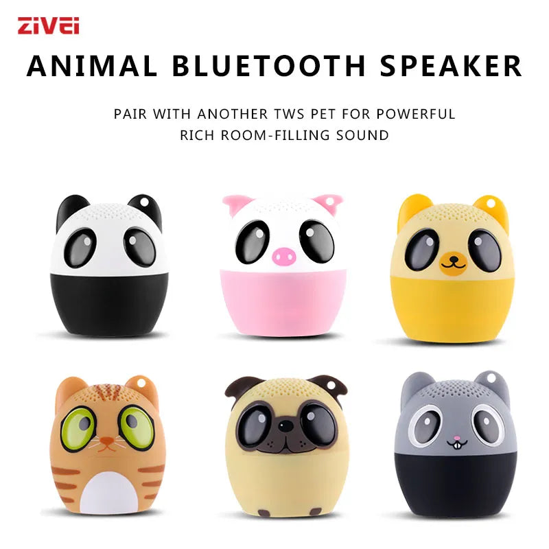 Zivei Mini Wireless Bluetooth Speaker: Portable Animal Design Music Player with Subwoofer, Bass Stereo, Ideal Christmas Gift