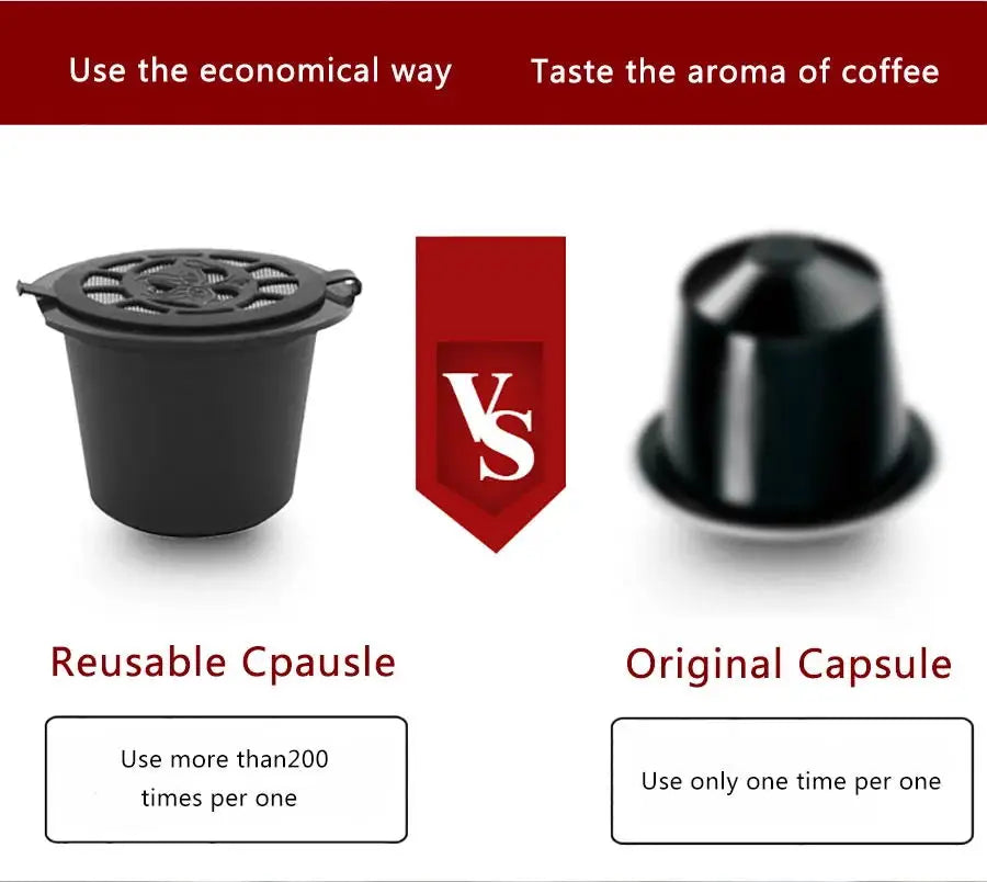 Icafilas Reusable Espresso Pod with Stainless Filter Mesh for Nespresso Machine - Refillable Coffee Capsule with Kitchen Tamper