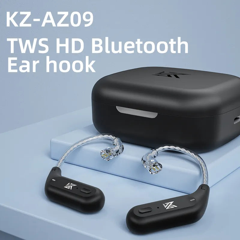 KZ AZ09 Bluetooth 5.2 Wireless Ear Hook Upgrade Cable with HIFI and C PIN Connector- Includes Charging Case