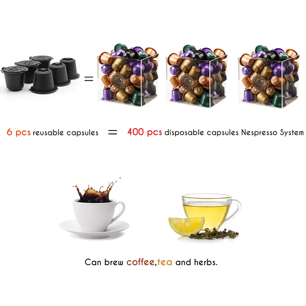 Icafilas Reusable Espresso Pod with Stainless Filter Mesh for Nespresso Machine - Refillable Coffee Capsule with Kitchen Tamper