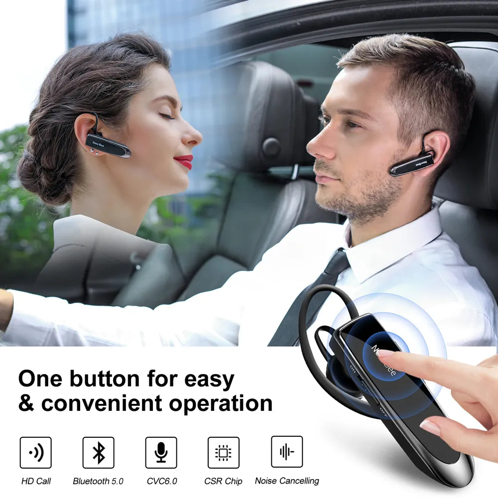 New Bee V5.0 Wireless Bluetooth Headset with Mic: Compact 24hr Earbuds for iPhone - Handsfree Mini Earpiece Experience