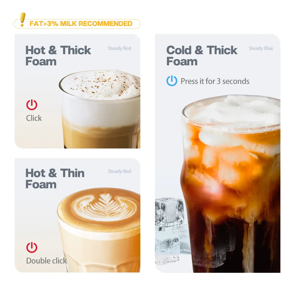 HiBREW M1A Fully Automatic Milk Frother - Hot and Cold Latte Cappuccino Mixer and Warmer, with Cool Touch