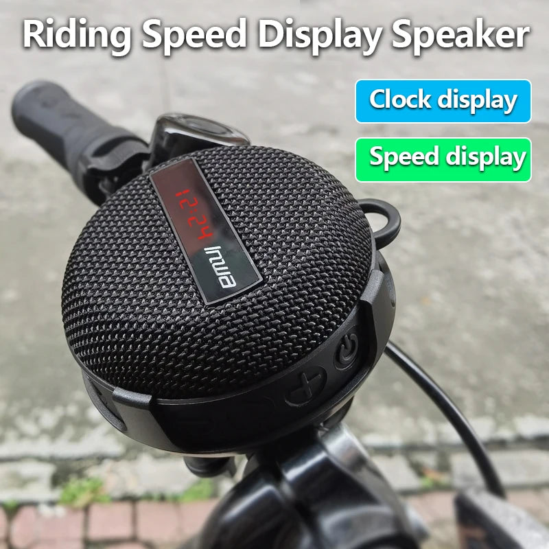 Waterproof Outdoor Portable Bluetooth Speaker for Cycling, Smart LED Display Digital Wireless Subwoofer with Hands-Free & for Bicycle