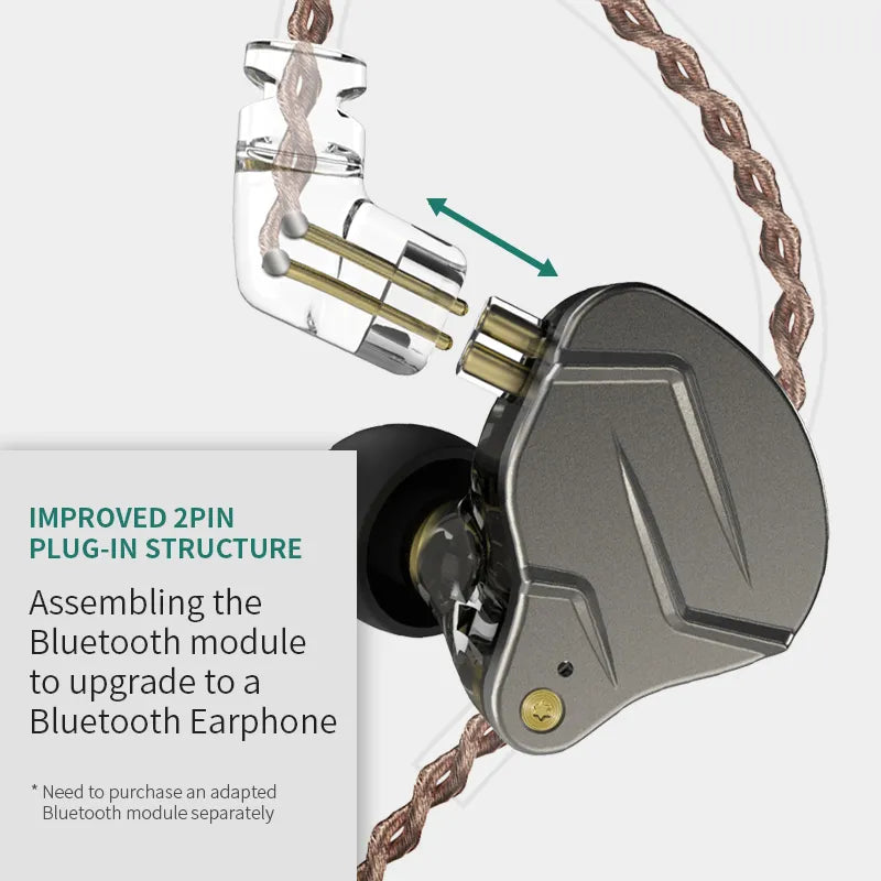 KZ ZSN Pro Metal Earphones: Hybrid Technology 1BA+1DD, High Fidelity Bass, In-Ear Monitor Earbuds, Sporty Noise Cancelling Headset