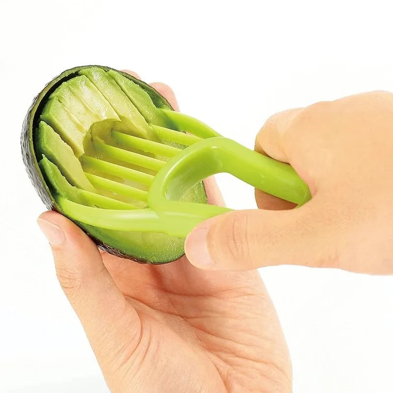 3-in-1 Avocado Tool: Slicer, Corer, and Pulp Separator - Plastic Knife - Kitchen Gadgets