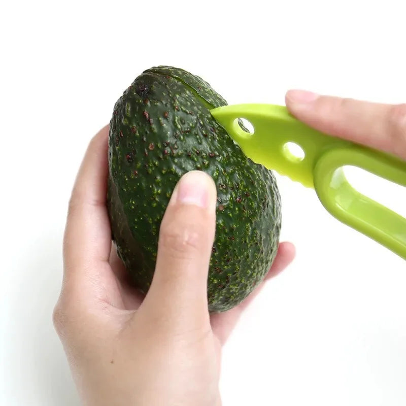 3-in-1 Avocado Tool: Slicer, Corer, and Pulp Separator - Plastic Knife - Kitchen Gadgets