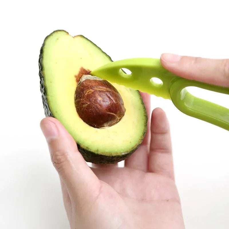 3-in-1 Avocado Tool: Slicer, Corer, and Pulp Separator - Plastic Knife - Kitchen Gadgets