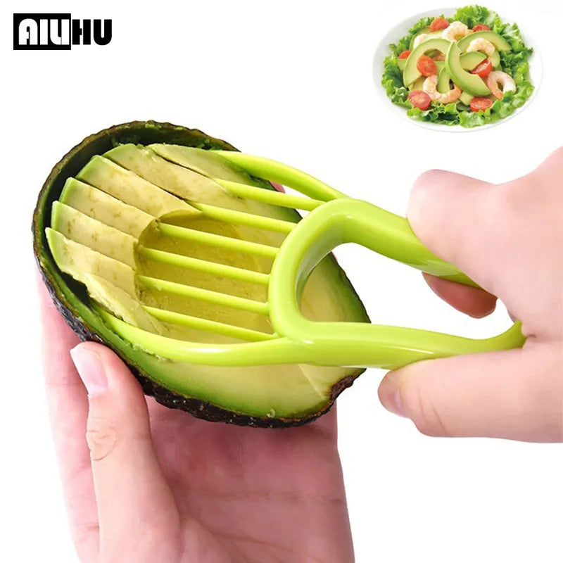 3-in-1 Avocado Tool: Slicer, Corer, and Pulp Separator - Plastic Knife - Kitchen Gadgets