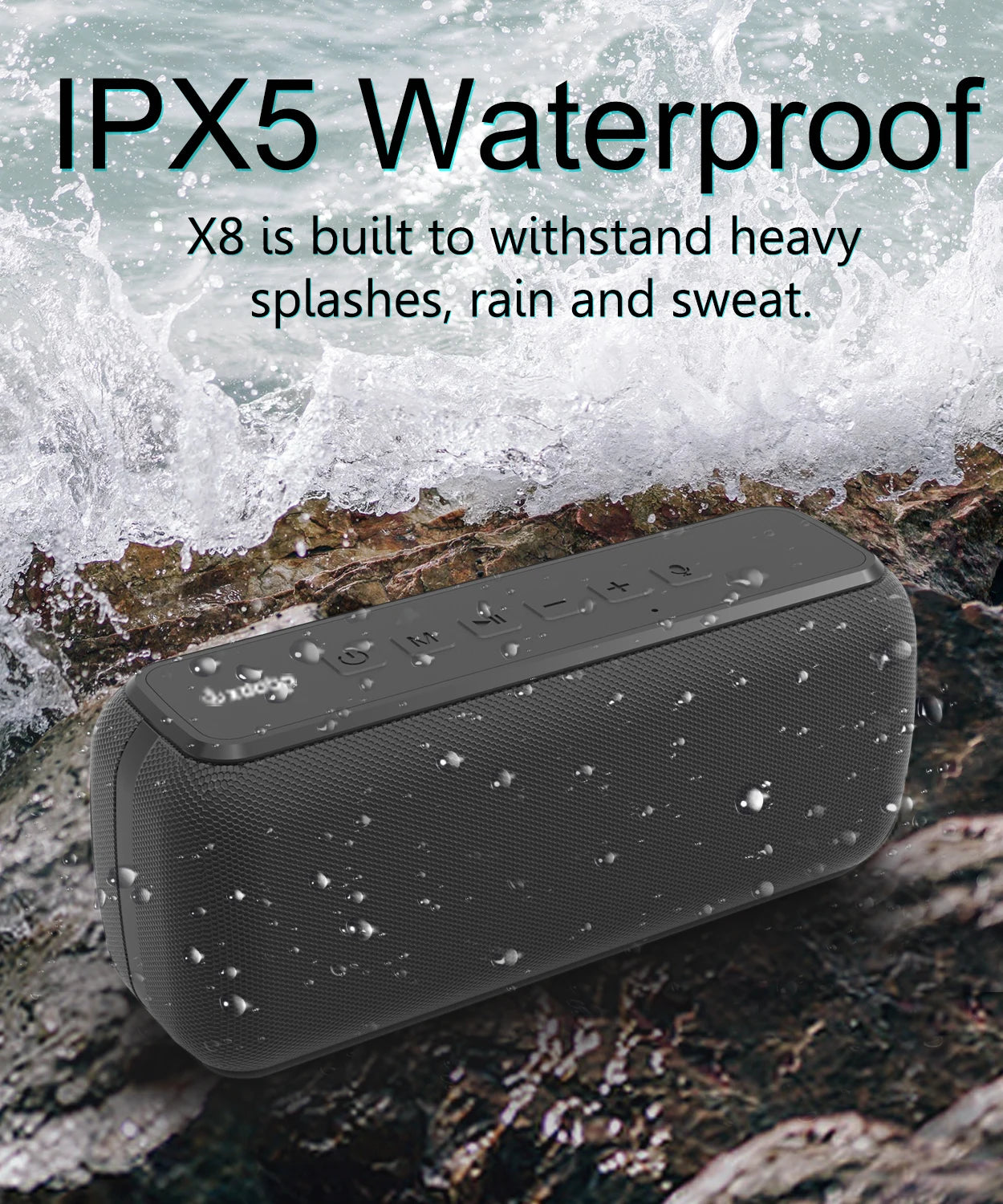 XDOBO X8 Portable Speakers with 60W Power, Enhanced Bass and Subwoofer, Wireless, Waterproof, and 12-Hour Playtime Features - TWS Enabled with 6600mAh Power Bank Function