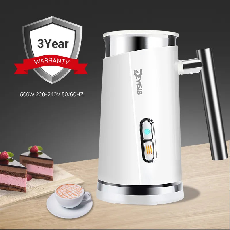 DEVISIB Electric Automatic Milk Frother for Hot and Cold Latte & Cappuccino Coffee Foaming