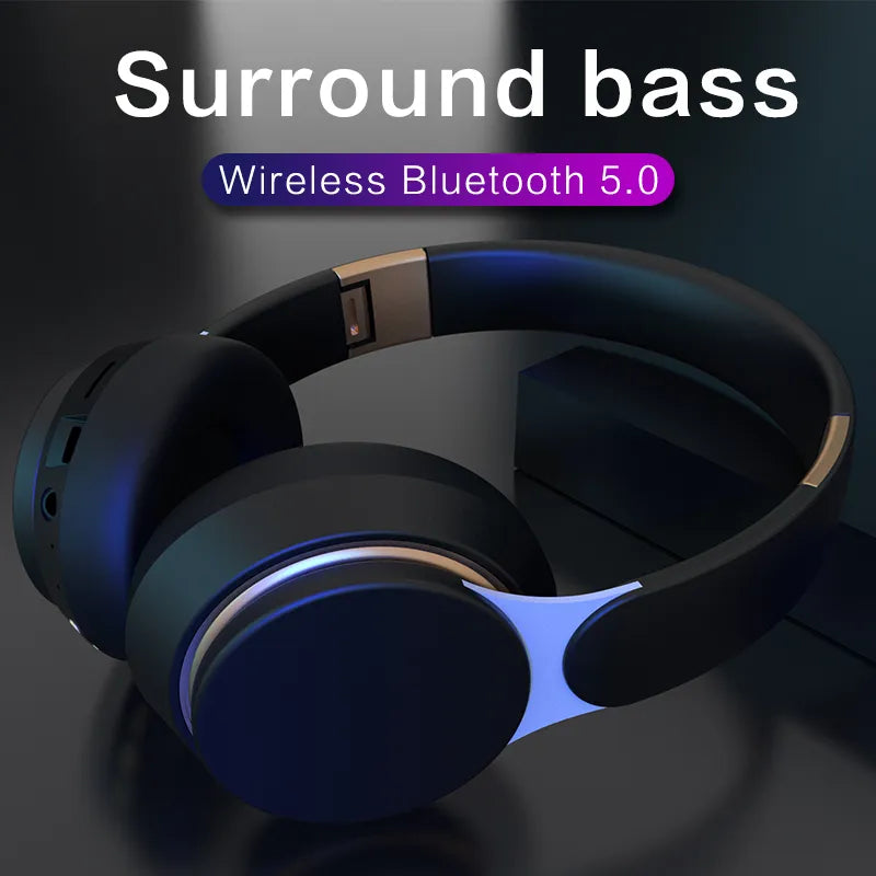 Bluetooth 5.0 Wireless Headphones - Foldable HiFi Stereo Earphone with 9D Bass Sport Headset and Microphone