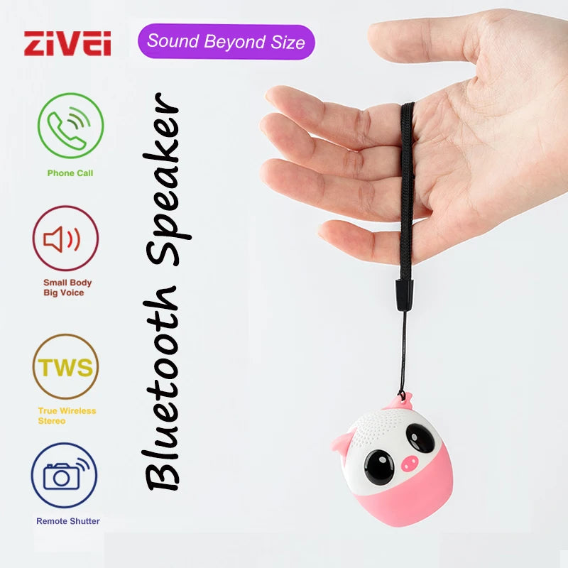 Zivei Mini Wireless Bluetooth Speaker: Portable Animal Design Music Player with Subwoofer, Bass Stereo, Ideal Christmas Gift