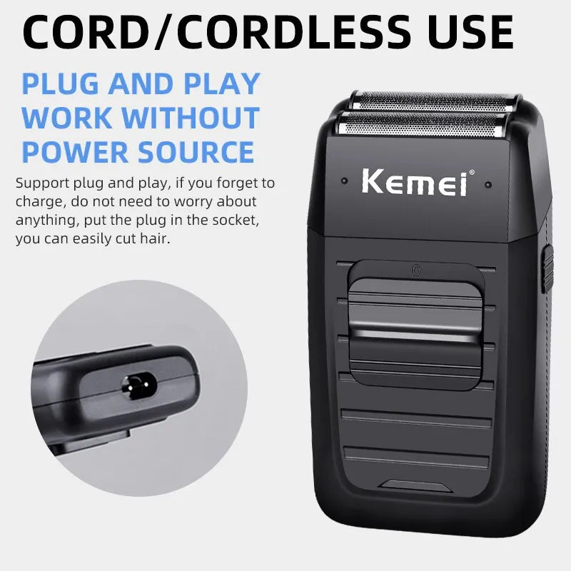 KEMEI-1102 Compact Men's Electric Shaver Kit - Rechargeable Lithium Ion, Professional Foil Shaver
