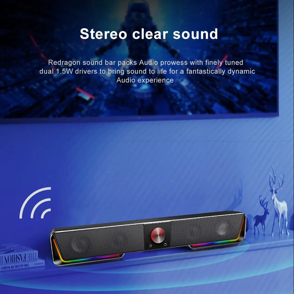 Redragon GS570 Darknets Bluetooth Wireless Surround Sound Speakers with RGB Lighting - 3.5 AUX for PC & Computer