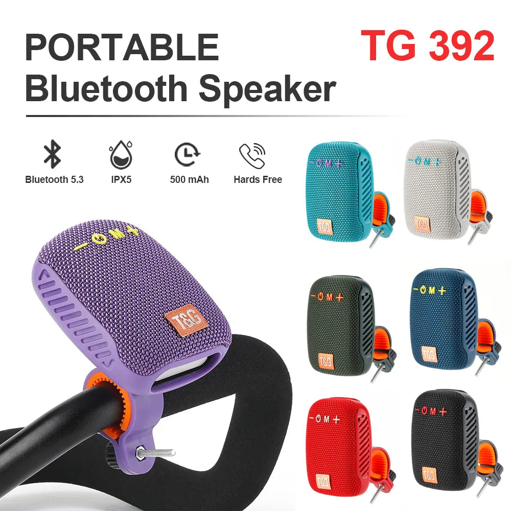 Portable Outdoor Bluetooth Speaker TG392 with Twin Wireless Sound, Mini Bass, FM Radio & Soundbar - Bicycle Compatible Wireless Boombox Loudspeaker