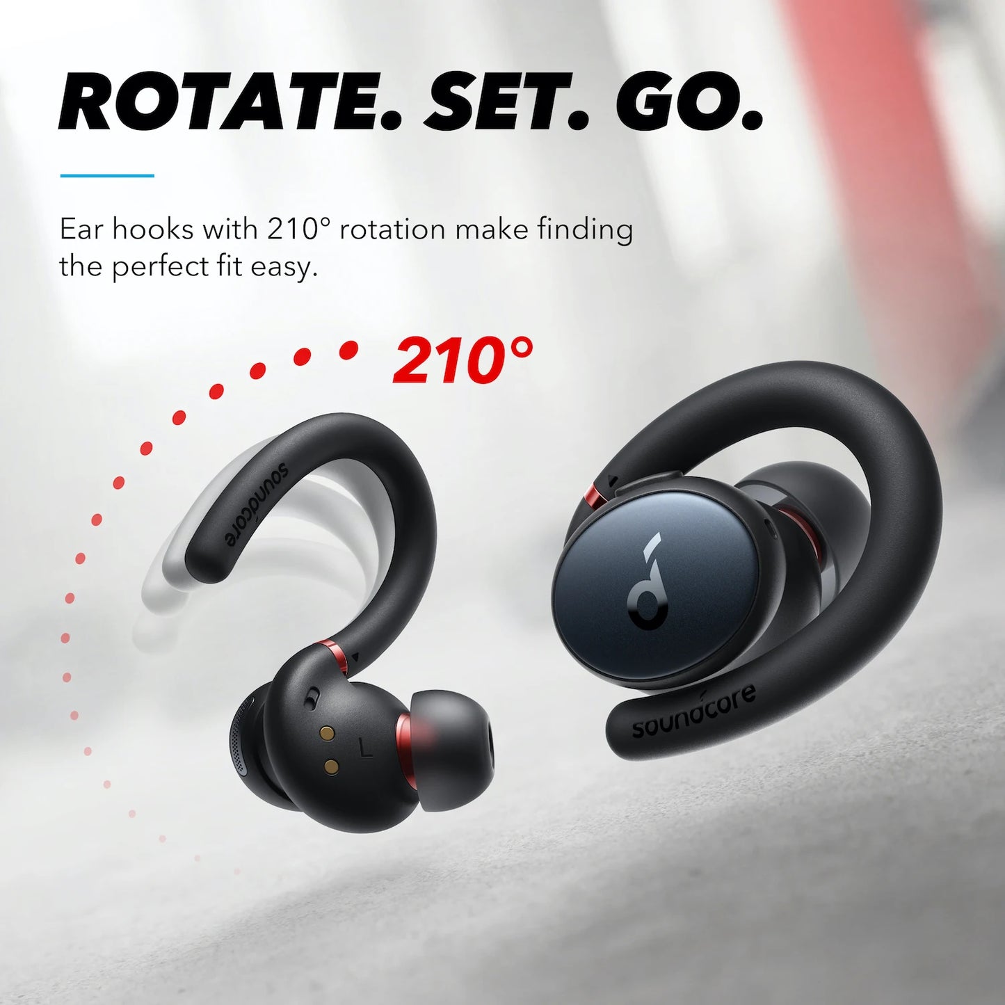 Anker Soundcore Sport X10 Bluetooth 5.2 Headphones with Rotating Ear Hooks, Deep Bass, IPX7 Waterproof and Sweatproof Earbuds for Sports