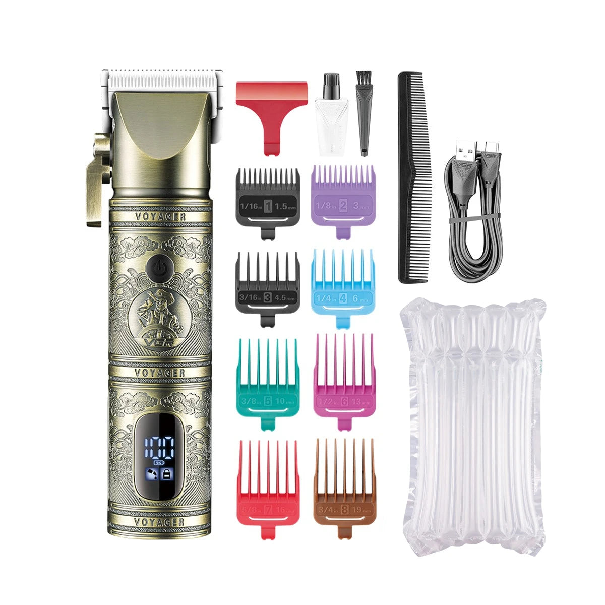 VGR Professional Hair Clipper for Men, Adjustable Rechargeable T9 Hair Trimmer with LED Display, V-697 Hair Cutting Machine