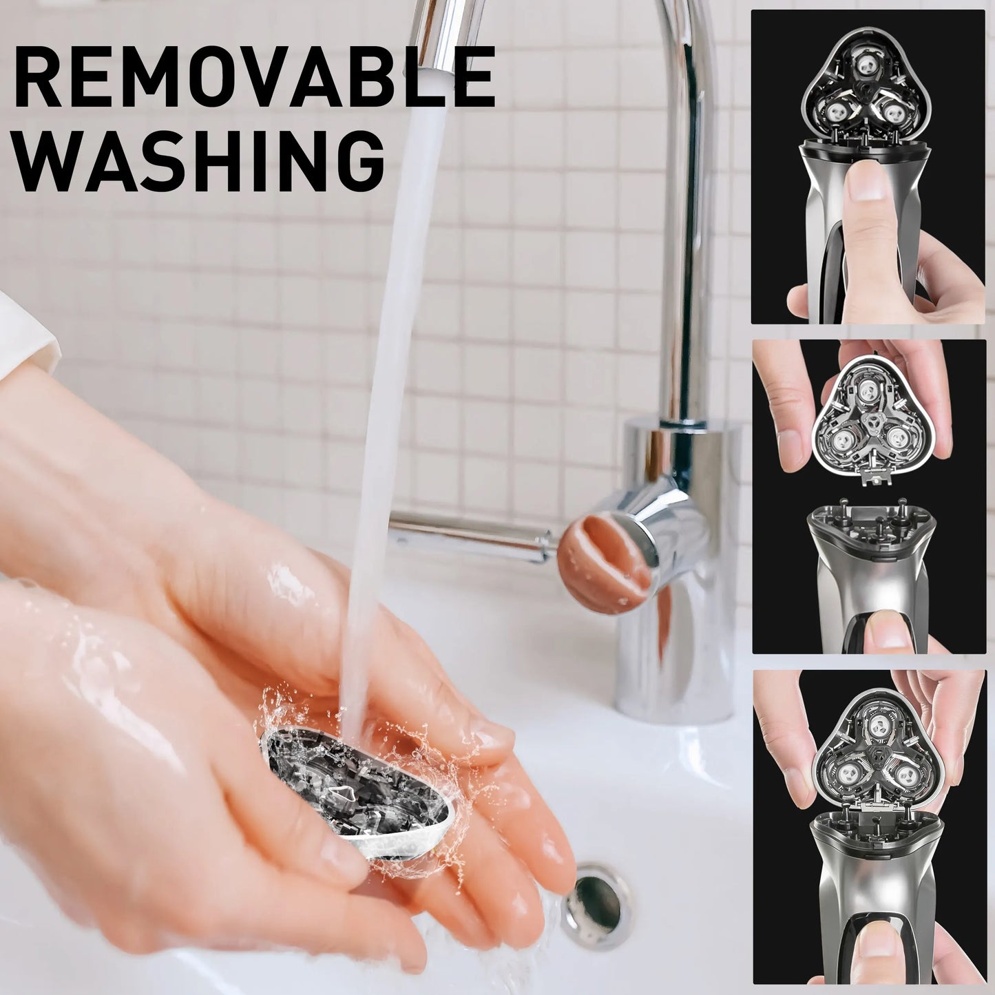 Enchen Blackstone USB Rechargeable Men's Electric Rotary Shaver with 3D Floating Blade and Washable Design