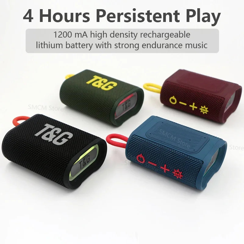 IPX7 Waterproof Outdoor Portable Bluetooth Speaker with Heavy Bass and Colorful Lighting for Camping, Biking and Fashion TG-396