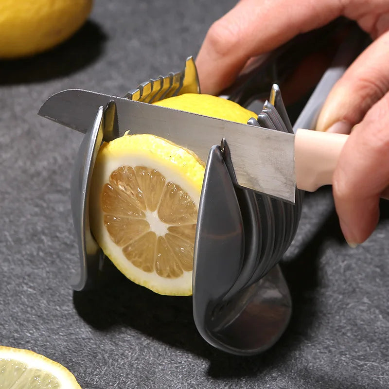 Stainless Steel Tomato Slicer Onion Slicer Lemon Slicer, Multipurpose Round Fruit Slicer, Onion Holder for Slicing, Easy Fruit Cutter & Vegetable Tools, Potato Slicer