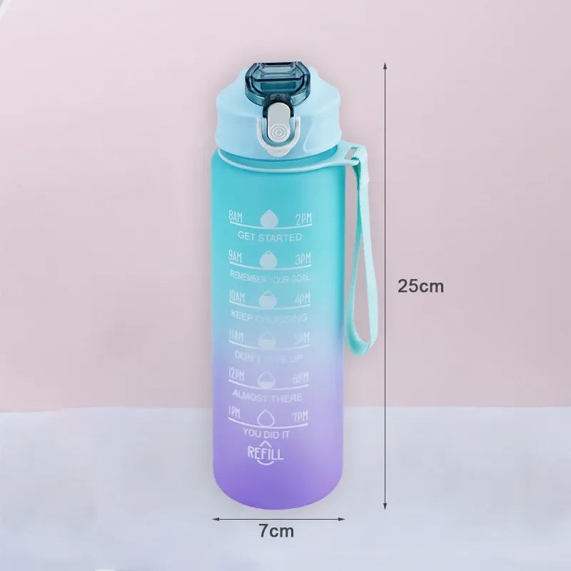 900ML Leak-Proof Sports Water Bottle - BPA Free with Time Marker - Motivational & Portable for Outdoor Sport Activities and Fitness