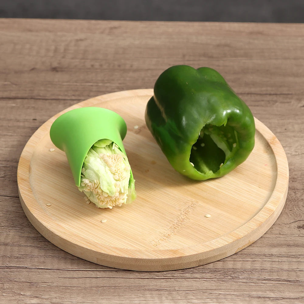 Vegetable Slicer Cutter Set for Random Pepper and Fruit - 2pcs Kitchen Tools with Seed Remover, Creative Corer, and Coring Gadget - Ideal for Cooking and Cleaning