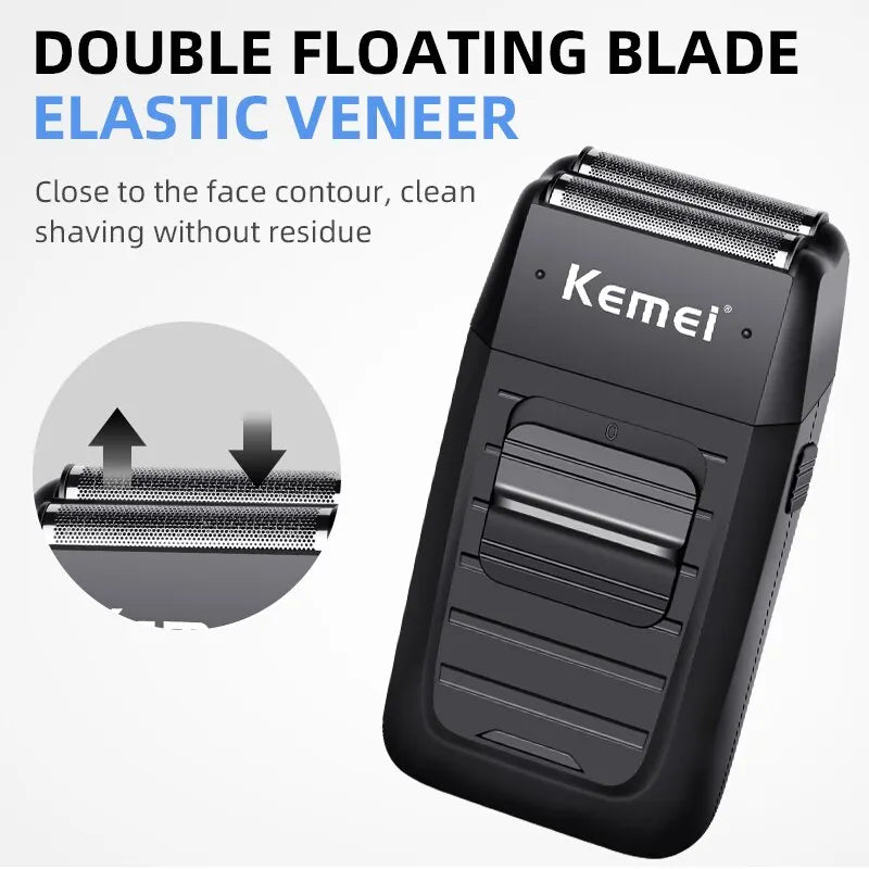 KEMEI-1102 Compact Men's Electric Shaver Kit - Rechargeable Lithium Ion, Professional Foil Shaver