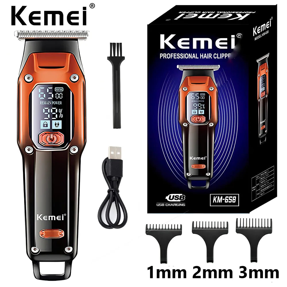 Kemei-658 Professional Men's Hair Trimmer - Beard Clipper, Electric Razor, Haircut Machine, and Shaver