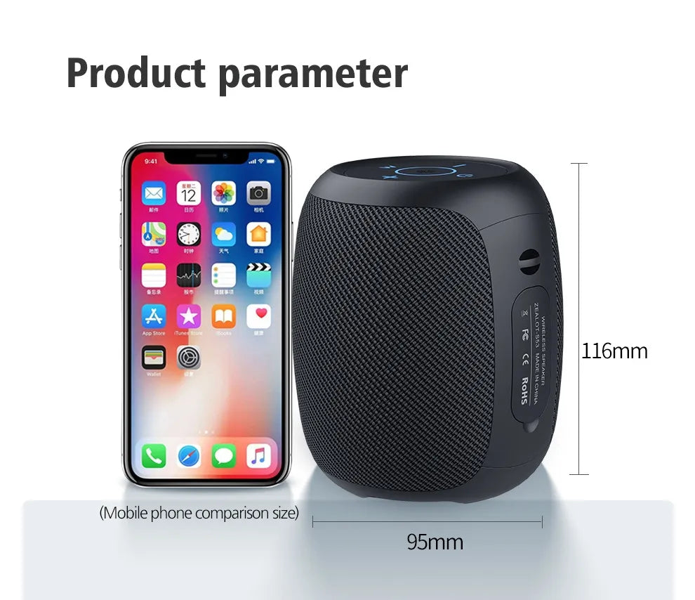 ZEALOT S53 Portable Bluetooth Speaker with 10W Power, 10 Hour Playback, and 4400Mah Battery Capacity
