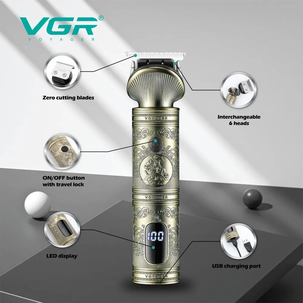 VGR Professional 6-in-1 Grooming Kit - Rechargeable Metal Hair Trimmer, Body Shaver, Nose Trimmer, Hair Clipper - Vintage V-106 Model