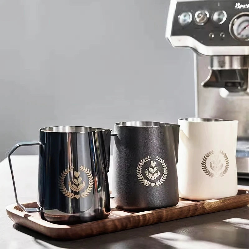 304 Stainless Steel Coffee Frothing Pitcher with Scale for Latte Making– Kitchen Cafe Accessories for Steamed Milk and Coffee Art