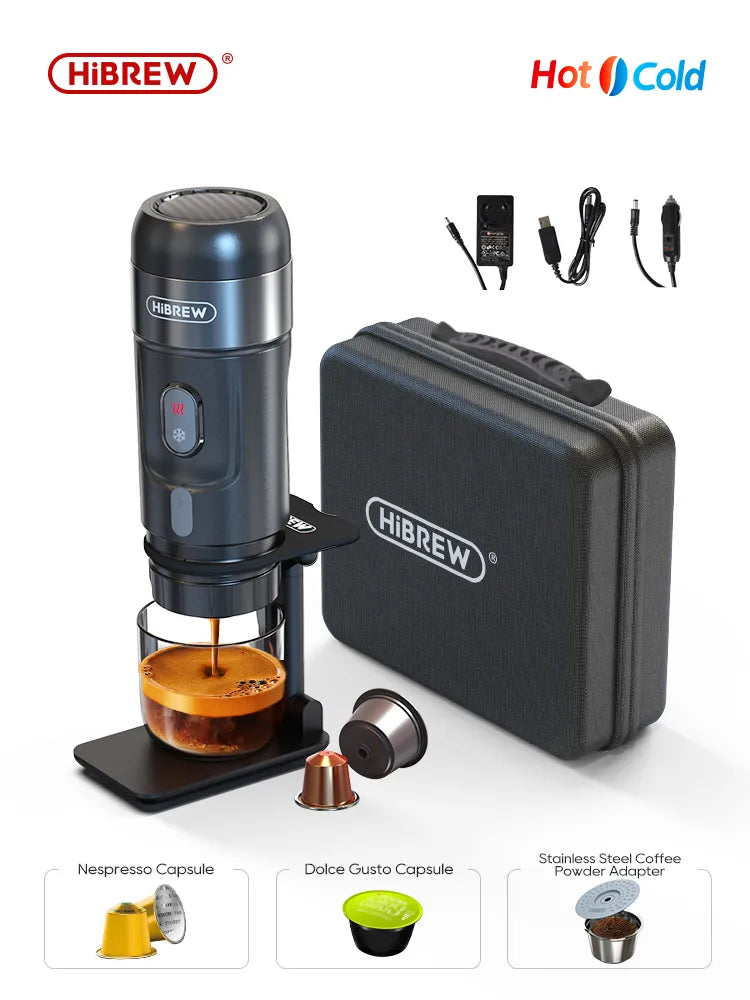 HiBREW Portable Espresso Machine H4A for Car & Home - Compatible with Nespresso Dolce Pod Capsules & Coffee Powder – DC 12V Coffee Maker