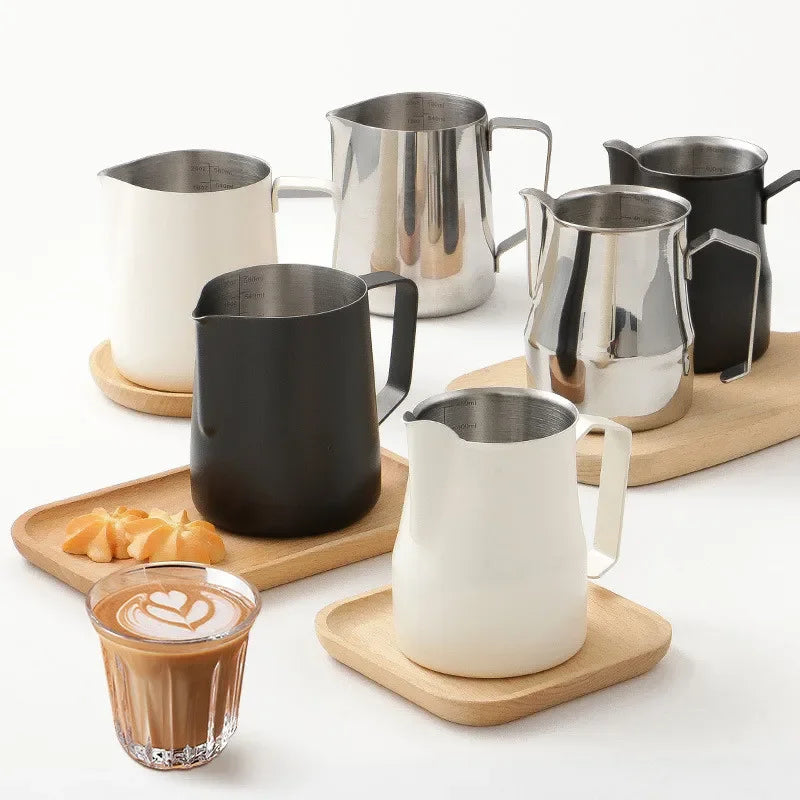 304 Stainless Steel Coffee Frothing Pitcher with Scale for Latte Making– Kitchen Cafe Accessories for Steamed Milk and Coffee Art