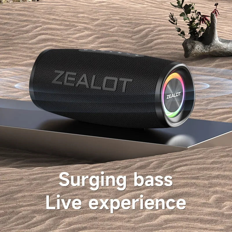 Waterproof ZEALOT S56 Bluetooth Speaker 40W, 8000mAh Battery, Powerful Bass Performance, 12hr Playback, Ideal for Camping and Outdoor Activities