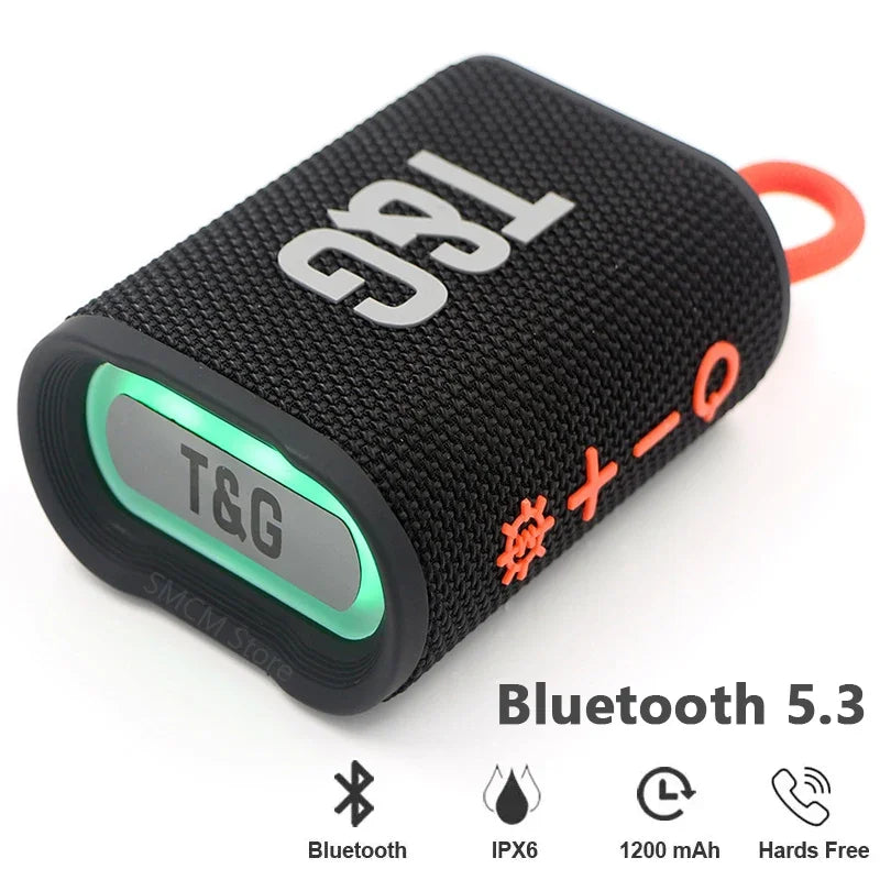 IPX7 Waterproof Outdoor Portable Bluetooth Speaker with Heavy Bass and Colorful Lighting for Camping, Biking and Fashion TG-396