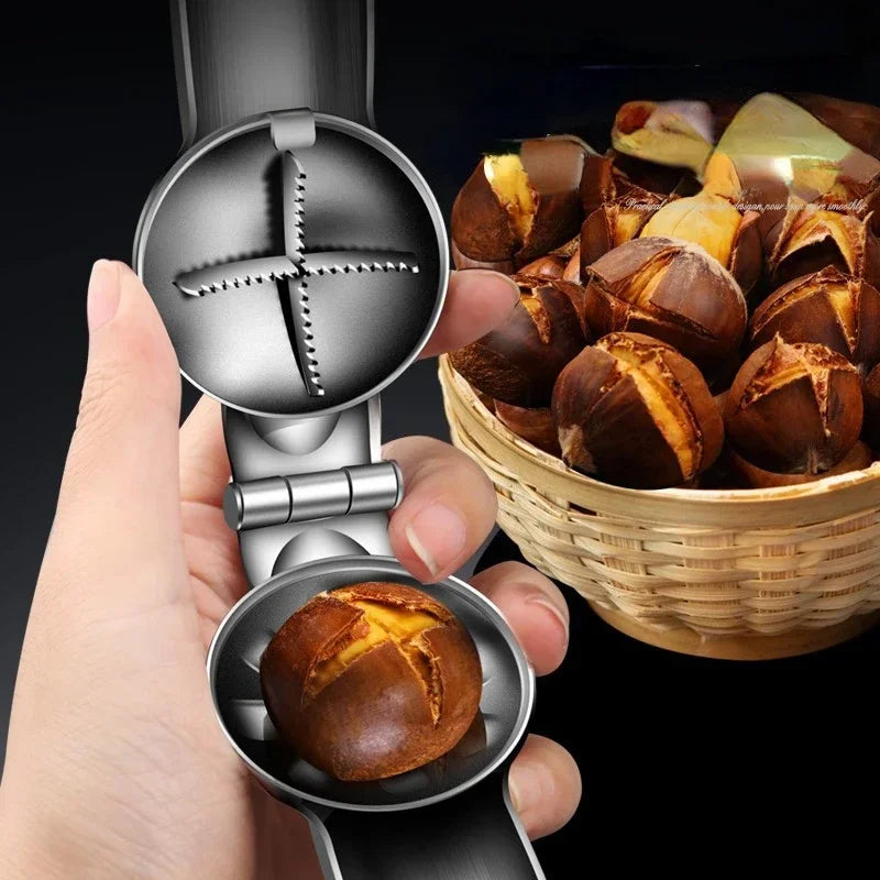 Stainless Steel Chestnut Opener - Nut Cracker Sheller Tool with Walnut Pliers - Chestnut Cutter and Opener - Kitchen Gadgets and Accessories
