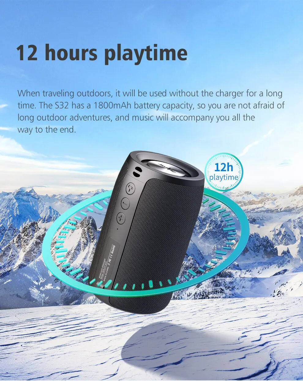 ZEALOT S32 Waterproof Portable Wireless Subwoofer - 1500 Mah Battery 12 hours playback