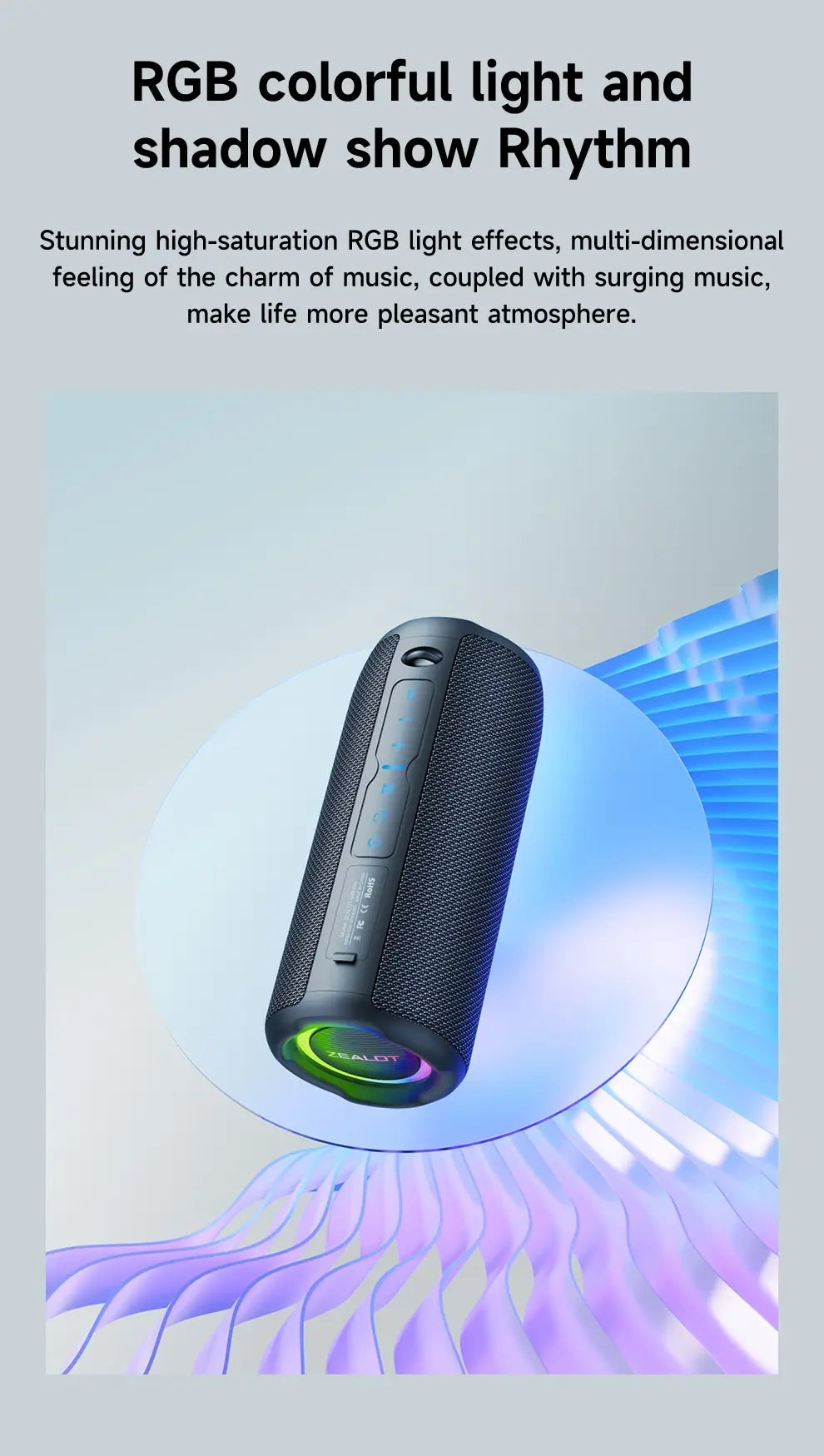 ZEALOT S49PRO Powerful 20W Portable Bluetooth Speaker: Waterproof IPX6, Enhanced Bass Boost, Dual Pairing, Long-lasting 3600Mah Battery for 10hr Playback