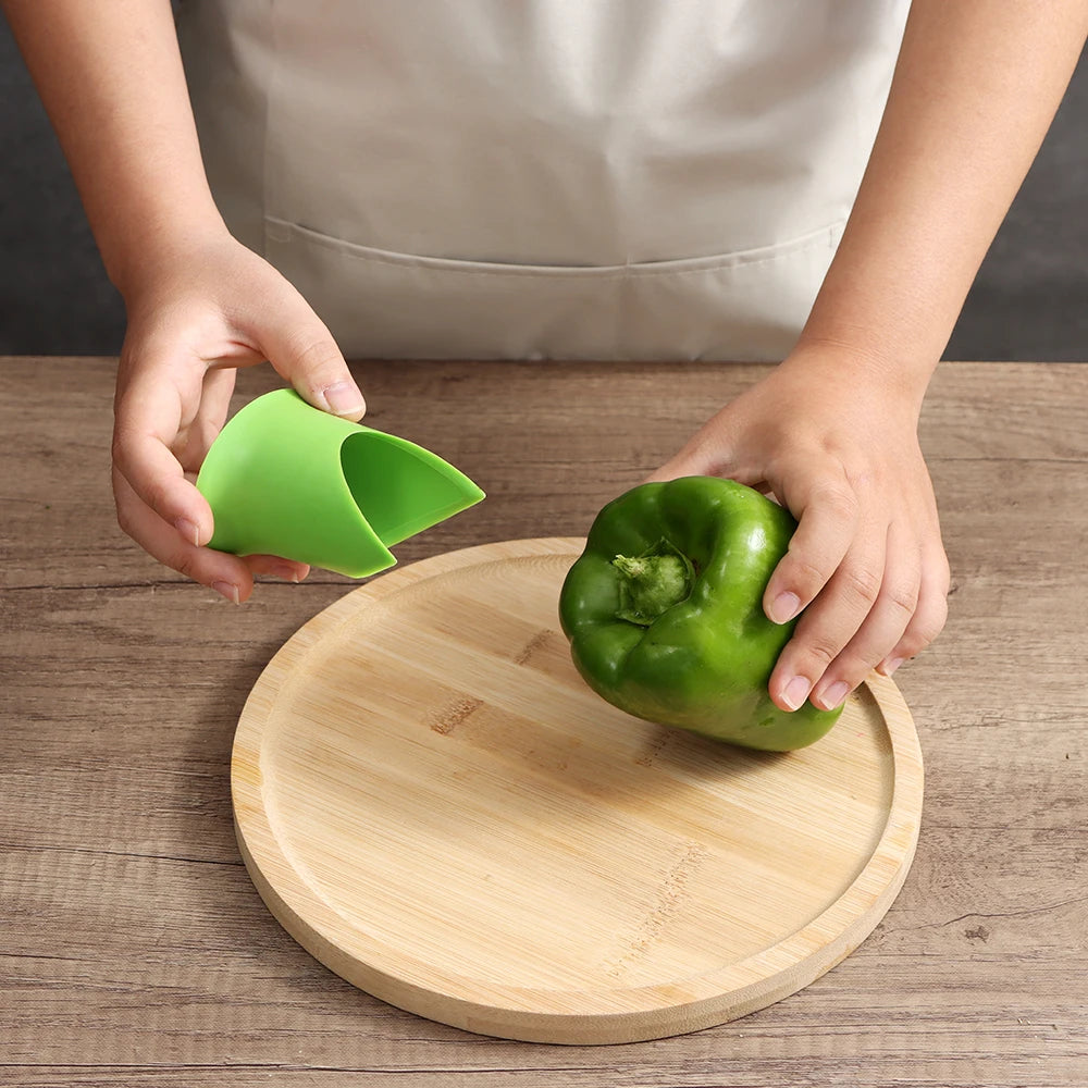 Vegetable Slicer Cutter Set for Random Pepper and Fruit - 2pcs Kitchen Tools with Seed Remover, Creative Corer, and Coring Gadget - Ideal for Cooking and Cleaning