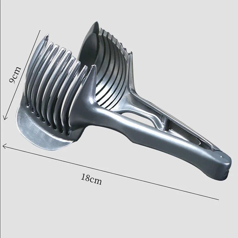 Stainless Steel Tomato Slicer Onion Slicer Lemon Slicer, Multipurpose Round Fruit Slicer, Onion Holder for Slicing, Easy Fruit Cutter & Vegetable Tools, Potato Slicer