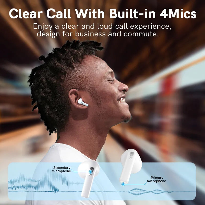 QCY T20 TWS Bluetooth 5.3 Wireless Earbuds - Low Latency, HIFI Sound, 13mm Driver, Quad-Microphone ENC for HD Calls