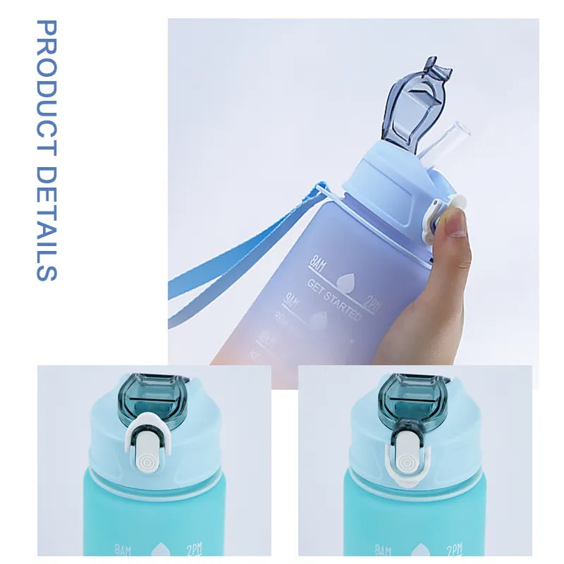 900ML Leak-Proof Sports Water Bottle - BPA Free with Time Marker - Motivational & Portable for Outdoor Sport Activities and Fitness
