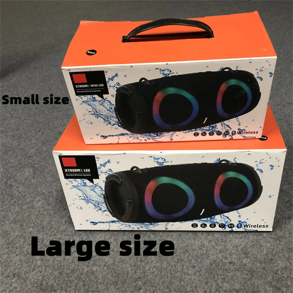 Waterproof 100W Portable Bluetooth Speaker with 360 Stereo, Wireless Subwoofer, TWS FM, RGB Lighting - High Power Surround Sound Boom Box