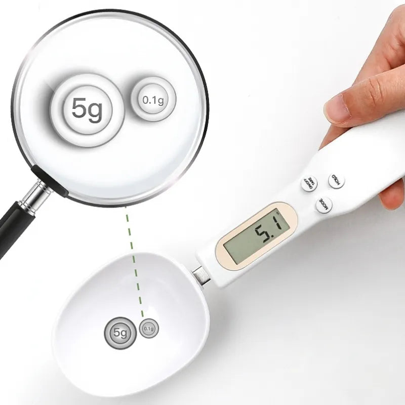Digital Kitchen Scale Spoon for Baking - Adjustable Electronic Weighing Tool for Coffee, Food, Flour, Powder with LCD Display Measurement at Home