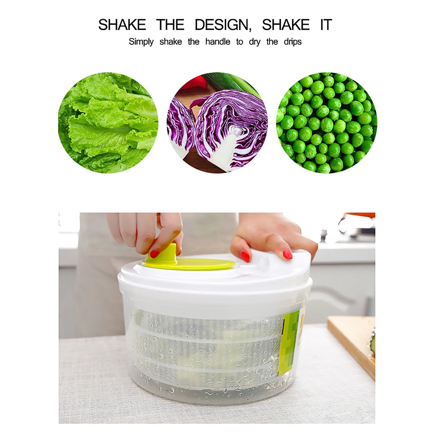 Vegetable and Fruit Spinner: Salad Dryer, Washer, Drainer, and Colander