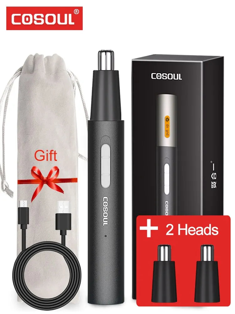COSOUL Rechargeable Electric Nose Hair Trimmer - Waterproof Ear and Nose Razor Shaver for Men and Women
