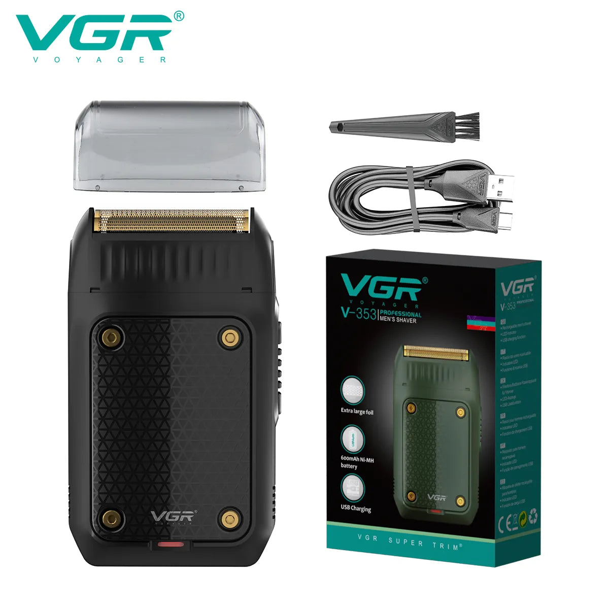 VGR V-353 Men's Electric Razor - Professional Portable Mini Beard Trimmer and Reciprocating Shaving Machine