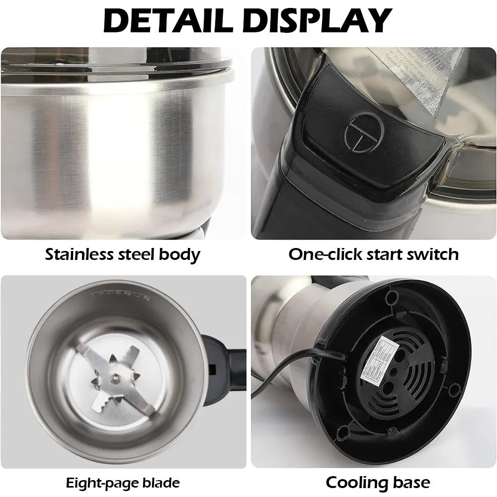 High-Powered Electric Coffee Grinder - Premium Kitchen Tool for Grinding Spices, Nuts, Grains and Beans, Perfect for Home Use