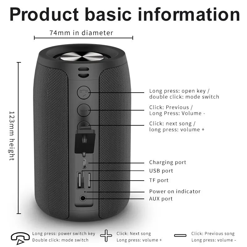 ZEALOT S32 Waterproof Portable Wireless Subwoofer - 1500 Mah Battery 12 hours playback