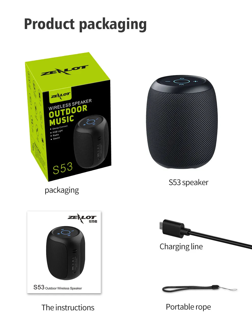 ZEALOT S53 Portable Bluetooth Speaker with 10W Power, 10 Hour Playback, and 4400Mah Battery Capacity